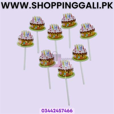 Multicolor Birthday Cake Toppers Sticks - Set of 8 Pcs