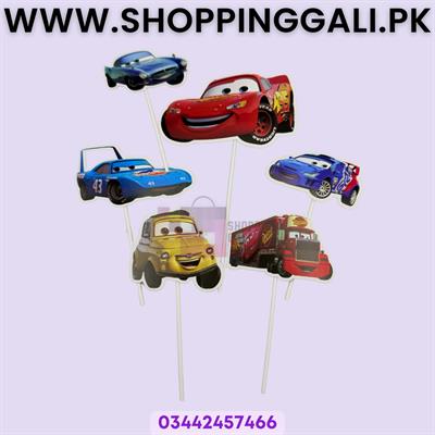 Cars Theme Cake Toppers - Cake Toppers - Blue Colors - Boys Theme - Pack Of 6 Cake Toppers