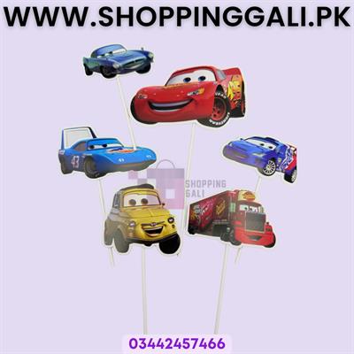 Cars Theme Cake Toppers - Cake Toppers - Blue Colors - Boys Theme - Pack Of 6 Cake Toppers
