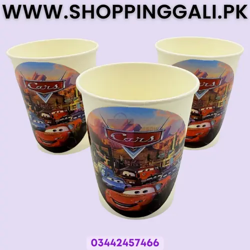 Cars Paper Cups - 200 ml - Themed Paper Cups - Multicolor - Boys - Pack Of 10