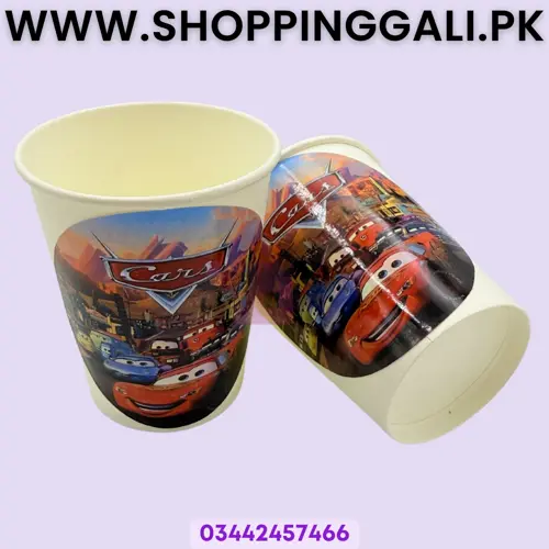 Cars Paper Cups - 200 ml - Themed Paper Cups - Multicolor - Boys - Pack Of 10