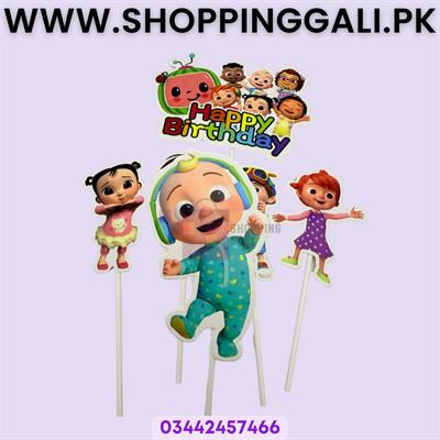 Cocomelon Theme Cake Toppers - Cake Toppers - Blue Colors - Boys Theme - Pack Of 6 Cake Toppers