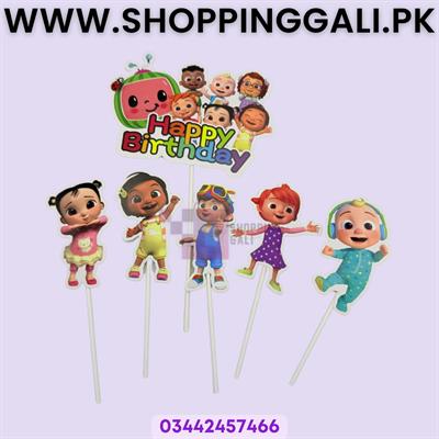 Cocomelon Theme Cake Toppers - Cake Toppers - Blue Colors - Boys Theme - Pack Of 6 Cake Toppers
