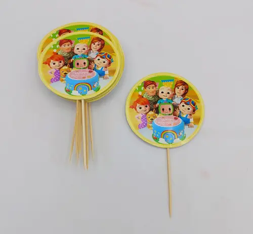COCOMELON CUPCAKE TOPPERS IN YELLOW COLOR ( PACK OF 10 CUPCAKE TOPPERS )