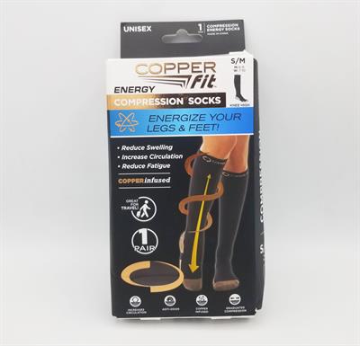 COPPER FIT ENERGY COMPRESSION SOCKS - REDUCE SWELLING - INCREASE CIRCULATION - REDUCE FATIGUE