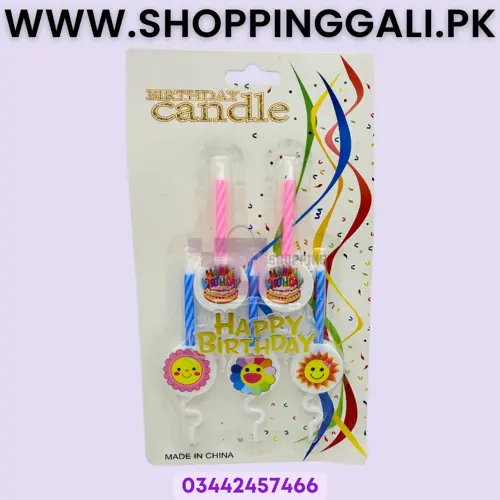 Happy Birthday Candle Pack - 4 Pcs Wax Candle Plastic Prop - Unisex - Pack Of 1