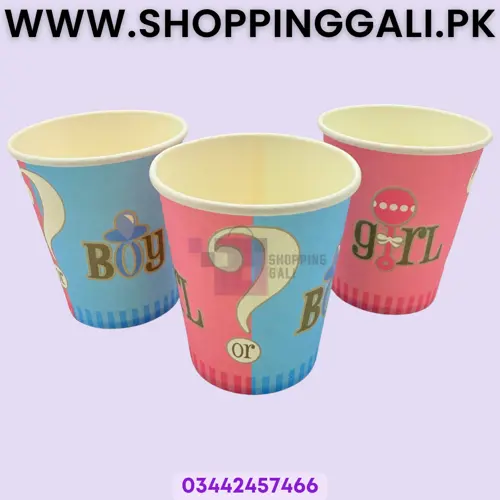 Gender Reveal Boy Or Girl Paper Cups - 200 ml - Themed Paper Cups - Pink Blue - Unisex - Pack Of 10