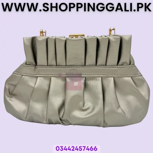 Clutch Purse - Hard Shell Evening Clutch - Silver With White Stones - Women's - Pack Of 1 Pc