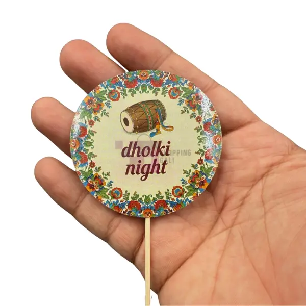 Dholki Night Cupcake Toppers - 2.5 Inch - Cupcake Toppers - Multicolors - Floral - Unisex - Pack Of 10