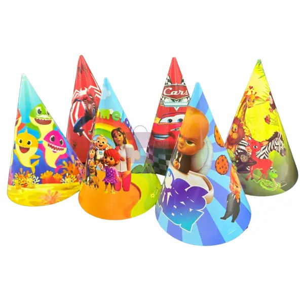 Party Caps - Large Size - Paper - Multicolor - Unisex - Pack Of 6