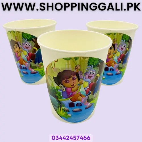 Dora Paper Cups - 200 ml - Dora Theme - Pink - Girls - Pack Of 10