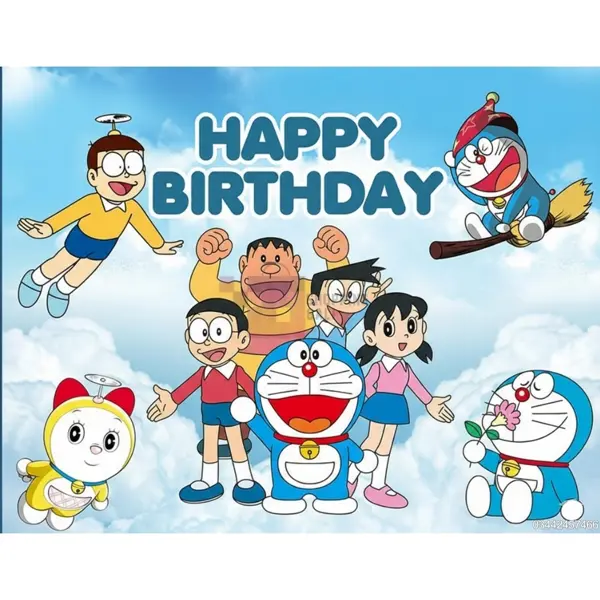 Doraemon Banner - 36 Inch By 24 Inch - Birthday Banner - Doraemon Themed Party - Blue - Unisex - Pack Of 1