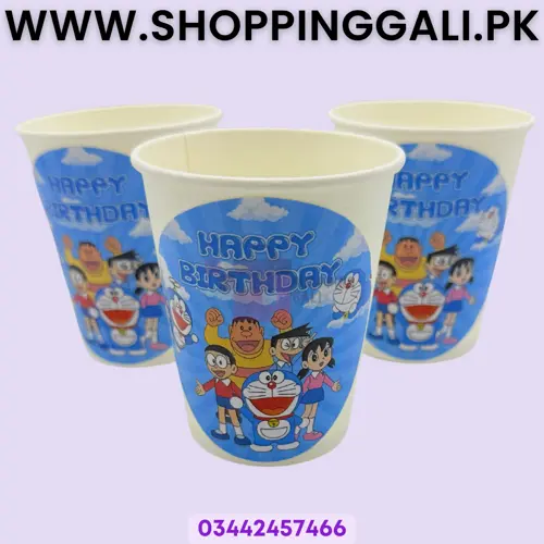 Doraemon Paper Cups - 200 ml - Doraemon Theme - Blue - Unisex - Pack Of 10