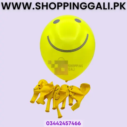Emoji Latex Balloon - 12 Inch - Balloon Decoration Item - Yellow - Pack Of 10