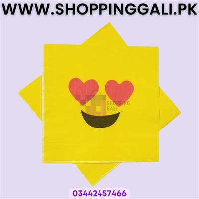 Emoji Love Eye Napkins - Yellow - Unisex - Pack Of 5