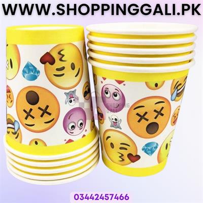 Emoji Paper Cups - Disposable Cups - Yellow - Pack Of 10