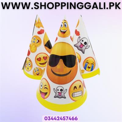 Emoji Birthday Caps - Standard - Party Caps - Yellow - Unisex - Emoji Theme - Pack Of 10