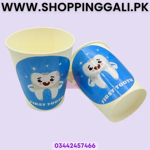 First Teeth in Blue Color Paper Cups - 200 ml - First Teeth Theme - Blue - Boys - Pack Of 10