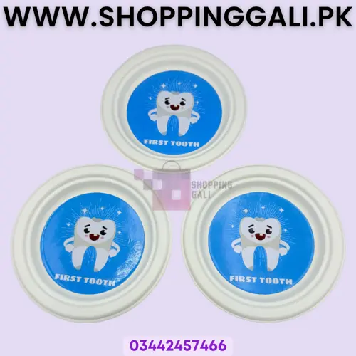 First Teeth In Blue Paper Plates - 7 inch - Paper Plates - First Teeth Theme - Blue - Boys - Pack Of 10