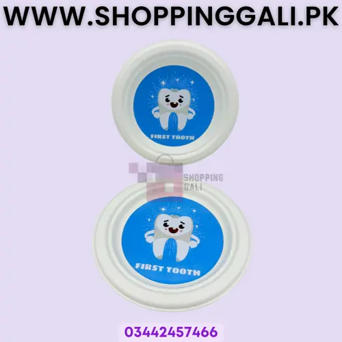 First Teeth In Blue Paper Plates - 7 inch - Paper Plates - First Teeth Theme - Blue - Boys - Pack Of 10