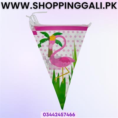 FLAMINGO THEME BUNTINGS - PACK OF 10 FLAGS BANNER - FLAMINGO THEME FLAGS BANNER