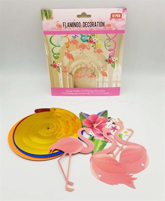 FLAMINGO THEME STEAMERS AND CUTOUTS - 12 STREAMERS AND 6 CUTOUTS