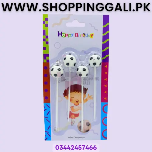 Football Candle Set 4pcs - Wax Candle - Black White - Boys - Pack Of 1