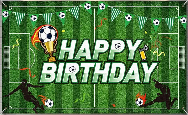  Football Birthday Party Banner - 36 inch x 24 inch - Panaflex - Green - Boys - Pack Of 1