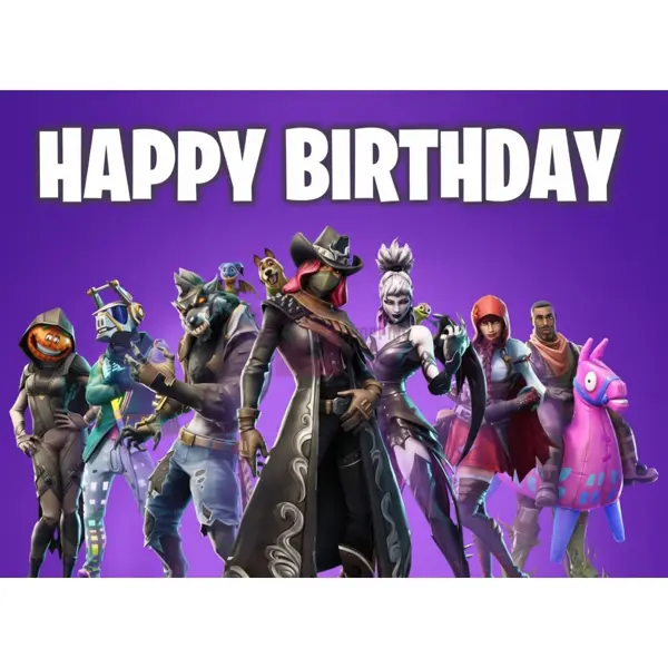 Fortnite Banner - 36 Inch By 24 Inch - Birthday Banner - Fortnite Themed Party - Purple - Unisex - Pack Of 1