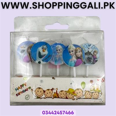 Frozen Candles - Cake Decoration Candles - Blue Colors - Girls Theme - Pack Of 5 Candles