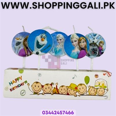 Frozen Candles - Cake Decoration Candles - Blue Colors - Girls Theme - Pack Of 5 Candles