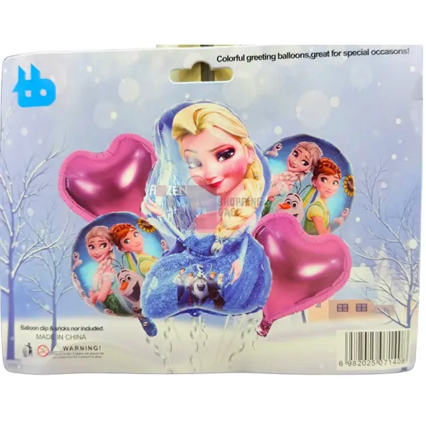 FROZEN FOIL BALLOON SET DARK PINK HEARTS ( PACK OF 5 FOIL BALLOONS )