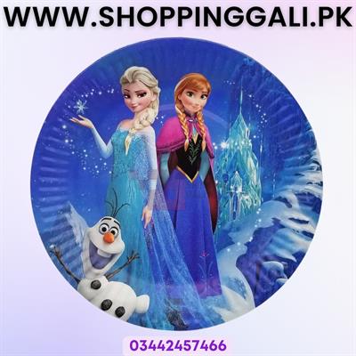 Frozen Theme Paper Plates - 7 Inch Size - Blue Color - Girls Theme - Pack Of 10