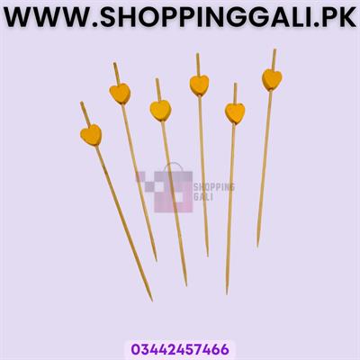 Yellow Heart Wooden Sticks - 4.5 Inch - Multicolor - Pack Of 22