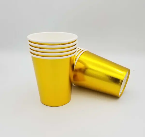 Golden Paper Cups - 200 ml - Paper Cups - Golden - Unisex - Pack Of 10