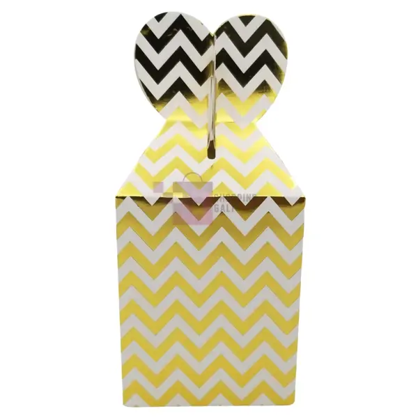 Golden Zigzag Design Goody Box - 7 Inch x 4 Inch - Golden - Unisex - Pack Of 10