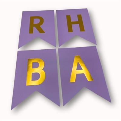CELEBRATE IN STYLE PURPLE COLOR 13-CARD HAPPY BIRTHDAY BANNER WITH RIBBON