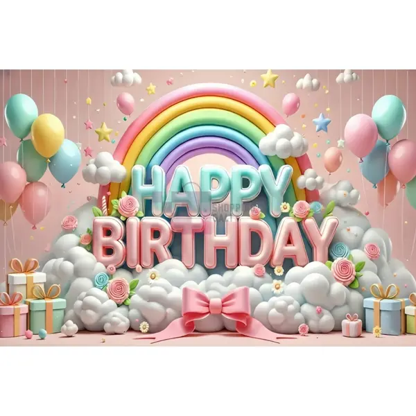 Rainbow Cloud Banner - 36 Inch By 24 Inch - Birthday Banner - Rainbow Themed Party - Multicolor - Girls - Pack Of 1
