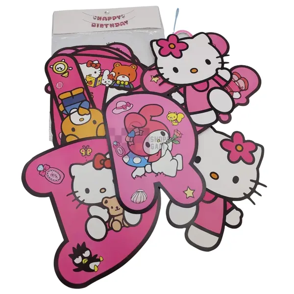 Hello Kitty Happy Birthday Word Banner - 60 inch - Pink - Girls - Pack Of 1
