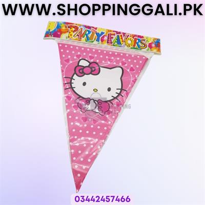 Hello Kitty Theme Buntings - 60 Inches Banner - Pink Color - Girls Theme - Pack Of 10 Buntings