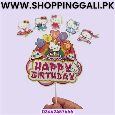 Hello Kitty Theme Cake Toppers - Cake Toppers - Pink Colors - Girls Theme - Pack Of 6 Cake Toppers