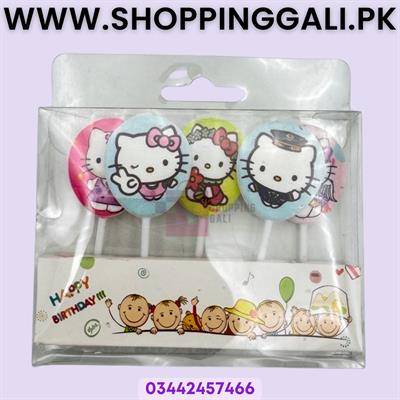 Hello Kitty Candles - Cake Decoration Candles - Multi Colors - Girls Theme - Pack Of 5 Candles