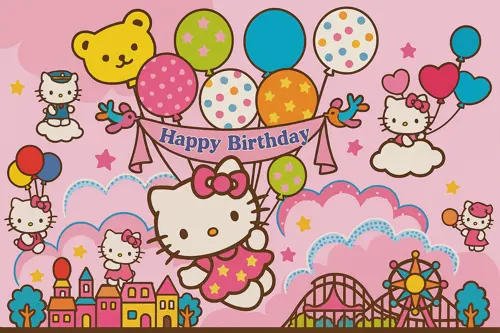 Hello Kitty Theme Banner - 36 Inch By 24 Inch - Birthday Banner - Pink - Girls - Pack Of 1