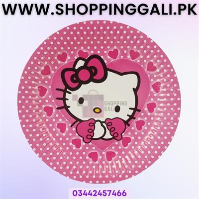 Hello Kitty Theme Paper Plates - 7 Inch Size - Pink Color - Girls Theme - Pack Of 10