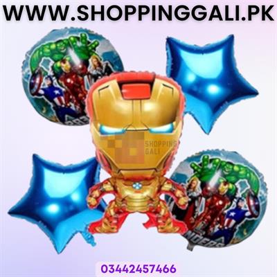 Iron Man Foil Balloon - 18 Inch - Balloon Decoration Items - Golden - Pack Of 5