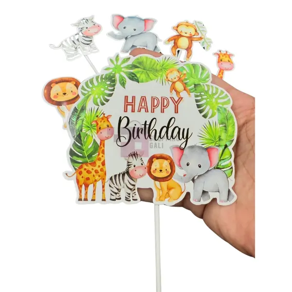 Jungle Cake Toppers - Jungle Themed Party - Green - Unisex - Pack Of 6 Cake Toppers