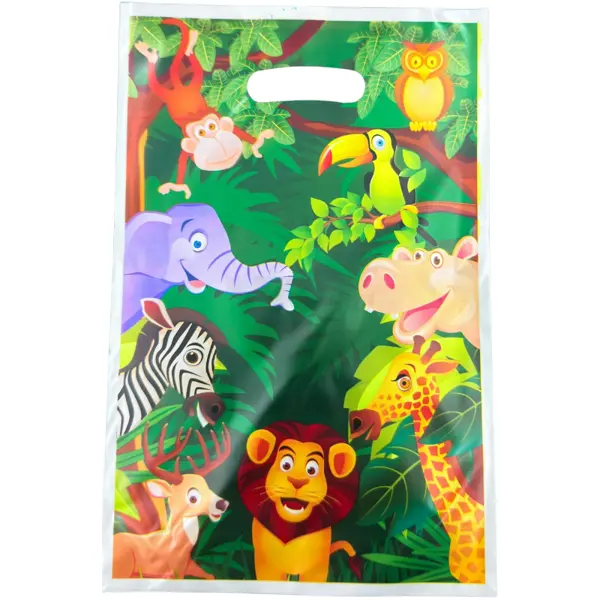 Jungle Goody Bags - 10 x 6 Inch - Gift Bags - Jungle Theme - Green - Unisex - Pack Of 10