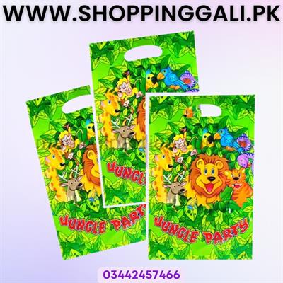 Jungle Goody Bags - 10 x 6 Inch - Gift Bags - Jungle Theme - Green - Unisex - Pack Of 10