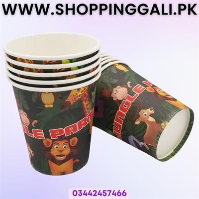 Jungle Theme Paper Cups - Paper Cups - Green Color - Pack Of 10