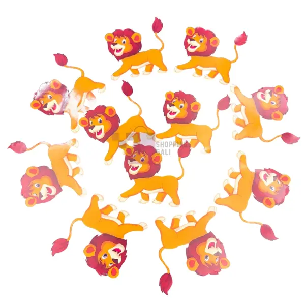Lion Cutouts - 4x4 inch - Jungle Themed Party - Orange - Boys - Pack Of 11